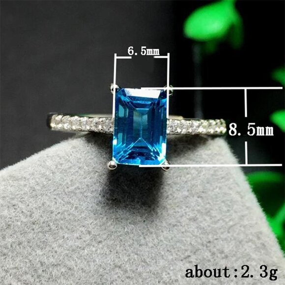 💥 Radiant Cut Pure Royal Blue Gemstone Zircon Macro Rings for Women, PD056 - Picture 7 of 7